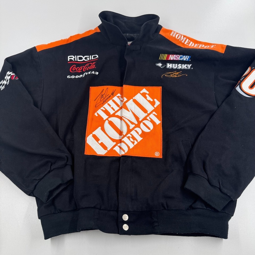 Vintage Chase Authentics NASCAR Coat Signed Tony Stewart MENS Zip Close SIZE XL